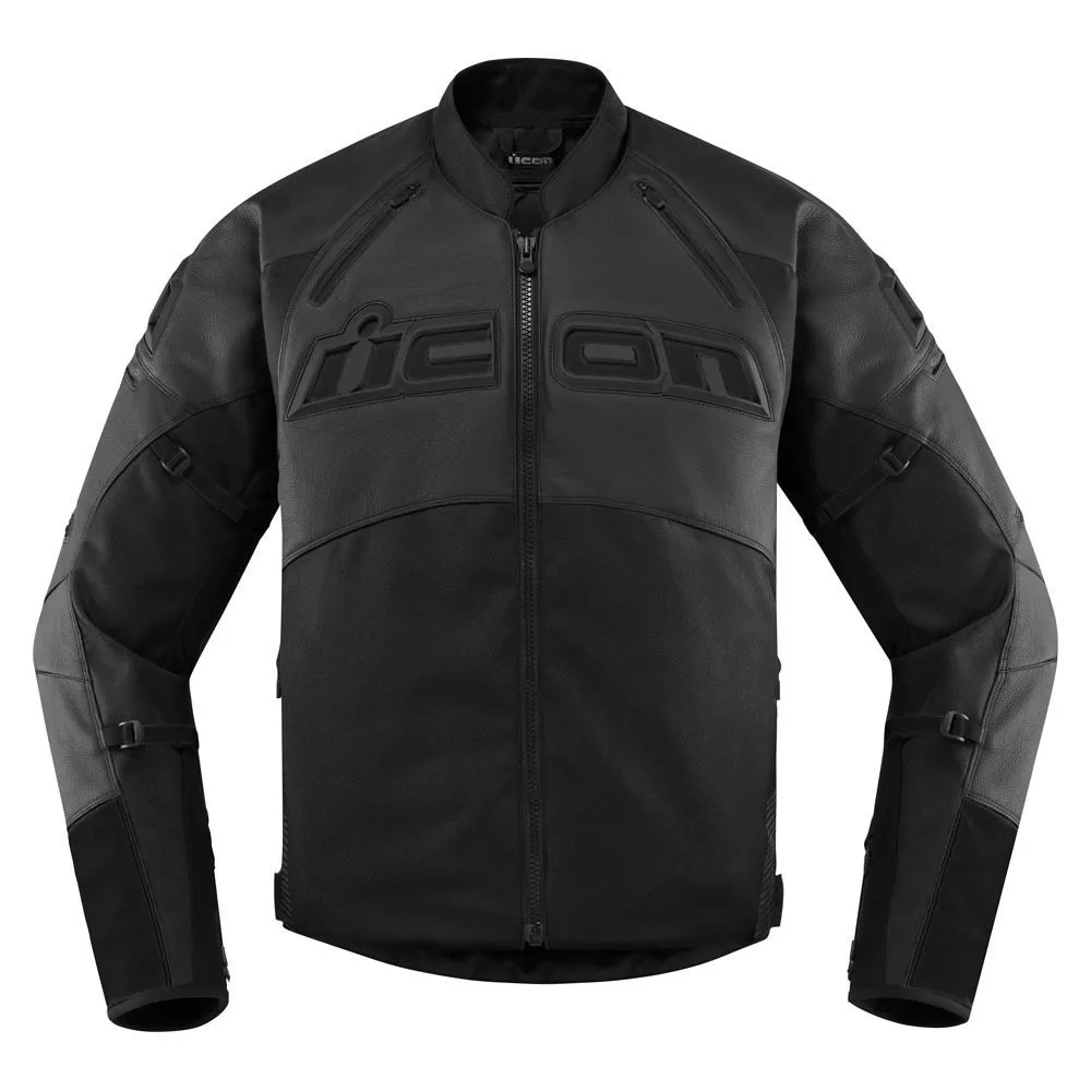 Icon Contra 2 Leather Stealth черная мотокуртка